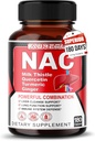 Nac papildinājums N-acetyl-L-Cysteine - Uzlabota ar piena dadži + Quercetin optimālai imunitātei, elpošanas, aknu labsajūtu (180 skaitīšana (1. iepakojumā))