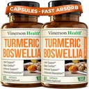 Boswellia Serrata Turmeric Papildinājums Locītavu Atbalsts un Iekaisums Balanss – Turmeric Boswellia Papildinājums ar ingvera un melnā piparu ekstrakts Pastiprināta Absorbcija – Ne-GMO - 2pack