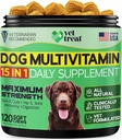 Suņu Multivitamīnu chewable ar glikozamīna un lašu eļļu – Made USA – Puppy & Senior Papildinājums – 120 Chews– Ikdienas labsajūtu Atbalsts locītavām, Imūnās sistēmas, ādas un ādas, sirds un gremošanas