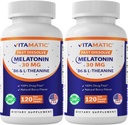Vitamātiskais melatonīns 30 mg - ar B6 un L-teanīnu - 120 ātri izšķīdināmas tabletes ar dabisko ogu uzrakstu (2 tabletes deva = melatonīns 60 mg) (120 skaits (2. iepakojumā))
