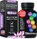 Optimizēts Safrona papildinājums - 88,5 mg Pure Safrona ekstrakts kokam, Fokusam, enerģijai - Plus Krocīns, Krocēns, Kaempferols - Bez lipekļa, bez GMO - 1-a-dienā 60 kapsulas