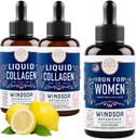 WINDSOR BOTANICALS Šķidrais kolagēns 2-iepakojums un šķidrais dzelzs sievietēm Skaistums un labsajūta Bundle