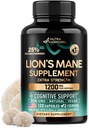 Lauvas Mane Papildkapsules - Organic Lions Mane - Ražots ASV - Fruiting Bodys Extract - 1200 mg, 25% Polisaharīdi - Atmiņas un Fokusa atbalsts - Kā Lauvas Pulveris - 120 Kapsulas, 2 Mēnešu Piedāvājums