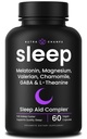 NutraChamps 10-in-1 Dabīgs Miega līdzeklis pieaugušajiem - Melatonīns, citrons Balms 1000mg, kumelītes 400mg, Valeriāna Sakne 600mg, L Teanīns, L Triptofāns, GABA, Magnija Miega Palīgs