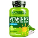 NATURELO D vitamīns - 2500 SV - augu bāzes no Lichen - Dabīgs D3 papildinājums imūnās sistēmas, kaulu balstam, locītavu veselībai - Vegan - ne- GMO - bez lipekļa - 120 kapsulas