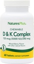 Natures Plus D & K Complex - 60 Jauktas ogu košļājamās vielas - Atbalsta kalcija vielmaiņu - Veģetārs, ne-GMO, bez lipekļa, bez sojas - 60 Kalpo