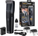 Vacutrim Cordless Mens Beard Trimmer, atkārtoti uzlādējams elektriskā Shaver ar 20 Trim Iestatīšana Kalibrācijas Dial un Iebūvēta vakuumā Mustache, Sideburns. Sejas mati, melni, 7.5", kā redz TV