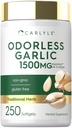 Carlyle Odorless Ķiploki Softgels 1500mg  - 250 Count --Non-GMO, bezglutēna ekstrakta papildinājums