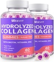 Bezcukura hidrolizēti kolagēna gumijas, kolagēna peptīda gumijas sievietēm, kolagēna proteīns I,II,III,V,X ar biotīnu, vitamīns C, D, B12 matu ādas nagiem