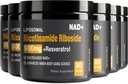 NAD papildinājums - NAD+ ar nikotīnamīdu Riboside (NR) un Resveratrol Quercetin 900mg Pure Organic NAD Plus šūnu remontam Veselīgas novecošanas smadzeņu funkcija, 80 kapsulas (iepakojums no 6)