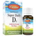 Carlson - Super Daily D3, D vitamīna pilieni, 1000 SV (25 μg) vienā pilienā, 1-gadīgs iepakojums, D3 vitamīna šķidrums, sirds un imūnā veselība, veģetārietis, šķidrs D3 vitamīna pilieni, nepārziepjojams, 365 pilieni