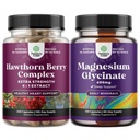 Natures Craft Bandle of Extra Strength Hawthorn Berry Capsules - ekstrakts Gremošanas un sirds veselības papildinājums un Pure Magnijs Glycinate 400mg Per kalpo miega un relaksācijas