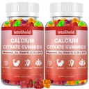 Kalcija citrāts Gumijas - 1200mg Kalcija Gumijas ar magnija cinka vitamīnu D3,K2, B6, B12 Kauliem, muskuļiem, locītavām, Imūnsupport, High Absorbcija Kalcija bagātinātāji sievietēm un vīriešiem 2 iepakojumi