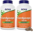 Pārtikas produkti Cordyceps 750mg 200 Veg Caps - Organic Cordycep Sinensis Mycelium Sēnes neorganiskās kapsulās - Vegan, ne-GMO