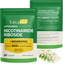 NAD+ papildinājums ar nikotīnamīdu Riboside-Liposomal nikotīnamīdu Riboside 900Mg, augsta tīrība Resveratrol NAD papildinājums anti-Aging,Energy, Focus-80 Kapsulas
