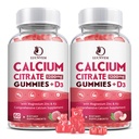(2 Iepakojums) Kalcija citrāts 1200mg ar vitamīnu D3 piedevas Gumijas sievietēm un vīriešiem, kalcija gumijas ar vitamīnu D3 K2, augsts Absorbcija kaulu muskuļu veselīgu persiku Flavor- 60 dienu piegādes