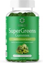Green Superfood Gummies Plus - Atbalsta Veselīgas aknas, Gremošanas veselība & Imūnsistēma - Vegan, Non-GMO, Gluten-free - Aveņu un granātābolu Flavor - 120 Count
