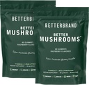 Betterbrand BetterMushrooms Nootropie Gumies - Atbalsts Labāka Gut veselība, Kognitīvā funkcija, Garīgā skaidrība ar 10 Funkcionālajām sēnēm - 60 Gumijas - Aveņu Flavor - Pack of 2