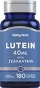 Piping Rock Lutein un Zeaxanthin Papildinājums - 40 mg - 180 Softgels -- Acu vitamīni no Marigold Flower Extract -- Non-GMO, bez lipekļa