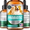Premium Probiotikas suņiem, kaķiem - Gremošanas enzīmi & Prebiotikas Papildinājums - Palīdz atvieglot caureju, Vemšana, Uzsākta kuņģis, Gāze, Aizcietējums un slikta elpa - Atbalsta Gremošanas sistēma - 2 Fl Oz