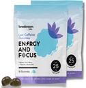 Breakroom Labs Enerģijas un Focus Gummies – Zems Kofeīns 25mg w/L-Teanine, Lions Mane, vitamīns B12 – Nootropās Smadzeņu Papildinājums pieaugušajiem, Bērni - Vegāns, Zems cukurs, Zilā aveņu Flavor, 30 Kalpo
