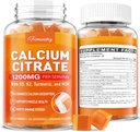 Kalcijs 1200 mg ar D3 vitamīna piedevu Gumijas pieaugušajiem: Ultimate Absorbcija Kalcija citrāts ar D3 K2 vitamīnu, kurkuma ekstrakts, MSM sievietēm Vīriešiem