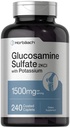 Horbäach Glikozamīna sulfāts 1500 mg - 240 Caplets - 2KCI ar kāliju - - Ne-GMO un bez glutēna