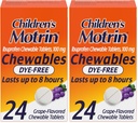Ibuprofēns Košļājamās tabletes bērniem bez krāsojuma pret sāpēm un drudzi, vīnogām, 24 skaitīšanas tabletes (2. iepakojums)