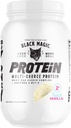 Black Magic Multi-Source Protein - Sūkalas, kazeīns, enzīmi, & MCT - Pre post Workout - Keto, zems cukurs, bez lipekļa - Francijas Vanilla - 24g Protein - 2 LB