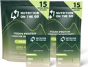 Uzturs uz Go Vegan Protein pulvera paketes ar kreatīnu – 20g augu olbaltumvielas + 5g kreatīns – viena serve ceļojumu proteīna pulveris – dabiska, bez lipekļa – vaniļa – (30-paka)