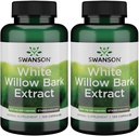 Swanson White Willow Bark ekstrakts - veicina locītavu un muskuļu atvieglojums - standartizēta 15% Salicin - Dabas papildinājums bez kuņģa kairinājums - (120 kapsulas, 500mg katrs) (2 iepakojums)