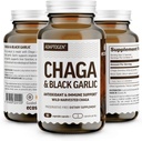 100% Real Wild Chaga Sēnes & Novecots Melns Ķiploku pulveris Kapsulas — Antioksidants & Imūnbalsts Papildinājums                  - Nordic Forest Chaga Sēnes ar melnu Ķiploku - Nē Fileri - 1500mg Kapsulas - 90 ct