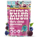 SuperMush Miega Gumijas pieaugušajiem - Sēnes Papildinājums ar magnija citrāts, L-Teanīns, Chaga, Reishi & Kumelīte dziļam miegam, REM & Detox - Vegāns un bezcukura - 60 Gumijas (30 Kalpo)