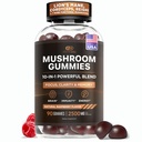 Efektīva Nutra Mushroom Gummies 2500mg - 10in1 Lion’s Mane, Reishi, Chaga, Cordyceps & More - Focus, Skaidrība, Atmiņa, Immunity, Enerģija - Dabīgs aveņu Flavor, Vegan, Ražots ASV (90 grāfs)