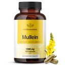 HERBAMAMA Mullein Leaf kapsulas - 1200mg Mullein Leaf ekstrakts plaušu detoksa atbalstam - Vegan, ne- GMO respiratorais plaušu tīrīšanas papildinājums