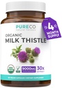 PURE CO USDA Organisks piens Datele Kapsulas - 80% Silymarin papildinājums aknu Support- Super Koncentrēts 300mg no 30:1 Piena Datele ekstrakts Aknas Detox 120 dienu piegādes