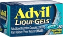 Advil Liqui- Gels sāpes Reliver un drudzis Reduktors, sāpes Medicīna pieaugušajiem ar Ibuprofēnu 200 mg galvassāpes, muguras sāpes, menstruālas sāpes un locītavu sāpes atvieglošana - 80 šķidrās, pildītās kapsulas