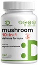 Organic 10-in-1 Sēnes Papildinājums, 240 Kapsulas – Lauvas Mane, Turcija Aste, Reishi, Cordyceps & More Sēņu komplekss – Imūns, enerģija un nootropisks smadzeņu atbalsts – ne-GMO