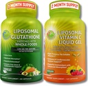 STUDIO Antioksidants, šūnu un imūnās sistēmas atbalsts Bundle – liposomāls Glutatione 500mg ar organisko pilnvērtīgu pārtiku + liposomāls vitamīns C 1100mg ar organisko Acerola Cherry