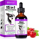 15 in 1 suns Multivitamīnu pilieni, suns Multivitamīnu šķidruma piedevas ar glikozamīnu un probiotikām, suns Vitamīni sirds veselībai, kauli, locītavu, ādas un ādas, urīnpūšļa, imūnās sistēmas atbalsts