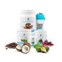 Jā Jūs varat! Detox Plus komplekts - Ikdienas tīrīšana Tīrs Fiber Ēdienu Aizstāšanas Dzēriens Mix, Shake Booster & Papildinājums, Ķermeņa tīrīšanas komplekts vīriešiem un sievietēm, Dienas sistēma Tīrīt - Kafija, Hibiscus