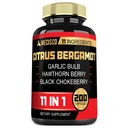 11in1 Citrus Bergamot Papildinājums 1000mg ar Olive Leaf, Hawthorn Berry, Guggul, Ķiploki, un More - Atbalsts Immunity, cirkulācijas sistēma un vispārējā veselība - 200 kapsulas