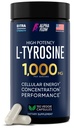 Alfa Plūsma L Tirozīns 1000MG Kapsulas - All-Natural L- Tirozīns Papildinājums Fokusa un enerģijas Boost - Bez GMO un lipekļa - Vegan 150 Caps -500mg x 2 uz apkalpo
