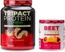 Nutroloģija TRIPACT Vegan Protein Pulveris, vegana proteīna sakratiem, zemesriekstu sviests Vanilla (20 Kalpojumi) un biešu aktīvs, dabīgs pirmsdarba pulveris, Passion Fruit Flavor (30 Kalpo)