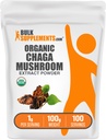 BulkSupplements.com Organic Chaga Sēņu ekstrakts Pulveris - Organic Chaga pulveris, Sēņu papildinājums - bez lipekļa, 1g per Serving, 100g (3.5 oz) (1. iepakojums)