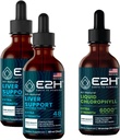 E2H: Aknu atbalsta papildinājums (2 iepakojums - 4 Fl Oz) un hlorofila šķidruma pilieni (vienreizēja pudele - 2 Fl Oz) - Vegāns, ne- GMO - (6 Fl Oz kopā) - Bandle