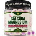 Augu balstīta kalcija Gumijas 600mg ar vitamīnu D3 K2, Magnijs, Cinka kaulu stipruma, bezcukura kalcija piedevas sievietēm un vīriešiem (Sertificēts Vegan) no ilgtspējīgi organisko sarkano Aļģu - 60 skaitļi
