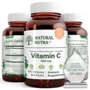 Dabas Nutra vitamīnu C papildinājums bērniem un pieaugušajiem, Imūnās Revakcinācijas, palīdz atbalstīt kaulu veselību, aizsargāt ādas un sirds veselību, augu avots, 500 mg, 100 Vegan Wafers