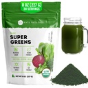 Kate Naturals Organic Super Greens pulveris. Ikdienas zaļie Superfood Blend ar probiotikas un Fiber Gludumu un sulu (30 Kalpo, 8oz, Natural)