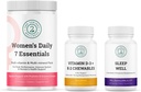 Sieviešu ikdienas 7 Essentials, vitamīns D3 + K2 Košļājamie un miega labi Bundle